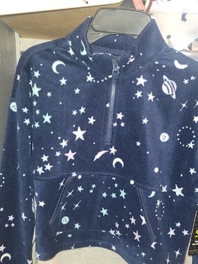 Athletic Works Navy Star & Moon Half-Zip Fleece Pullover